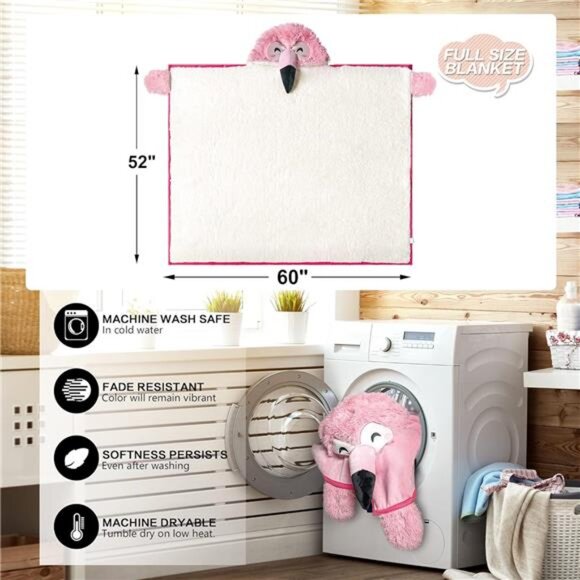 Flamingo Wearable Hooded Blanket for Adults – Fuzzy Super Soft Warm Cozy Plush - Picture 5 of 7